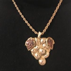 AUTUMN  Grapes Pin/Brooch  ( or wear as pendant)  w Plums, Bronze Colors